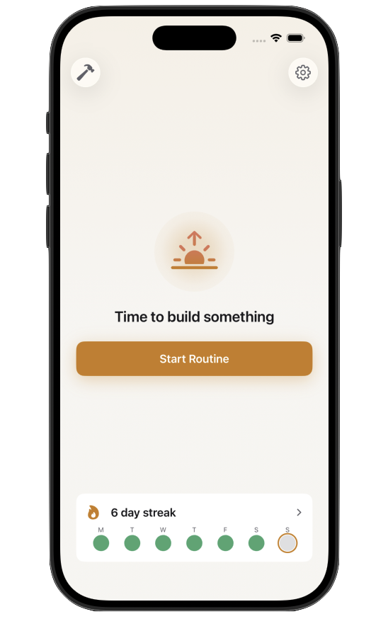 Rise app home screen showing morning routine