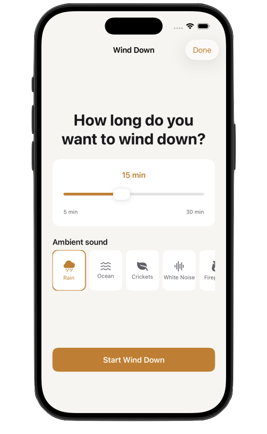 Rise wind down screen